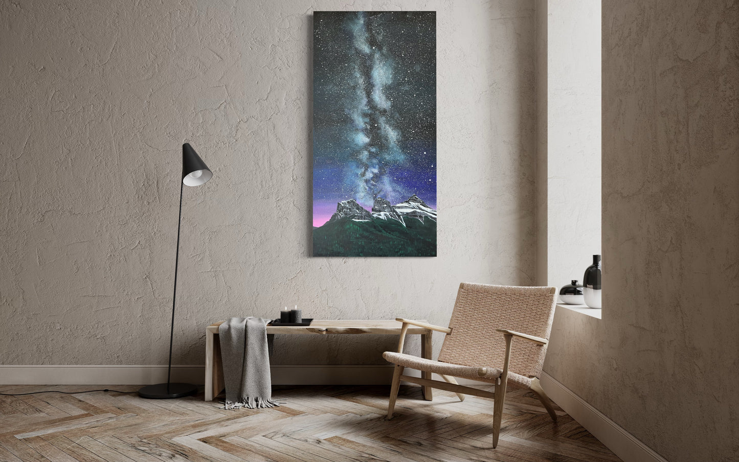 Three Sisters Under the Milky Way  - Original Acrylic on Canvas